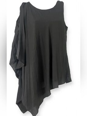 Hailey Collection NWT Charcoal Asymmetrical Drape Top One Shoulder Cape Sz 6$465